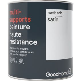 Peinture haute résistance multi-supports GoodHome blanc North Pole satin 0,75L