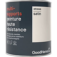 Peinture haute résistance multi-supports GoodHome blanc Ottawa satin 0,75L