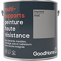 Peinture haute résistance multi-supports GoodHome gris Long Island mat 2L