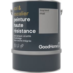 Peinture haute résistance sol et escalier GoodHome gris Long Island mat 2L