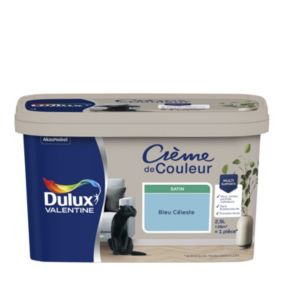 Peinture intérieure couleur Crème De Couleur Dulux Valentine satin bleu céleste 2.5L