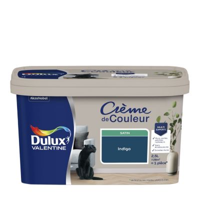 Peinture intérieure couleur Crème De Couleur Dulux Valentine satin bleu Indigo 2.5L