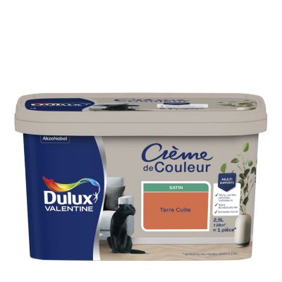 Peinture intérieure couleur Crème De Couleur Dulux Valentine satin rouge terre cuite 2.5L