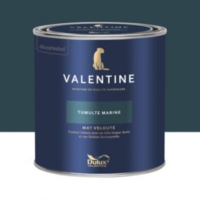 Peinture intérieure couleur mur et plafond Valentine mat velouté bleu tumulte marine 0,5L