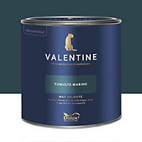 Peinture intérieure couleur mur et plafond Valentine mat velouté bleu tumulte marine 2L