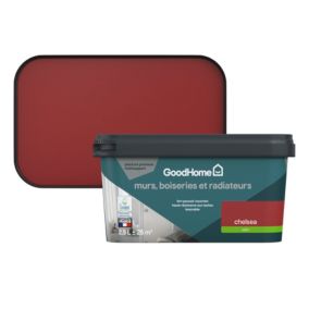 Peinture intérieure couleur murs, boiseries et radiateurs GoodHome Chelsea satin rouge 2,5L