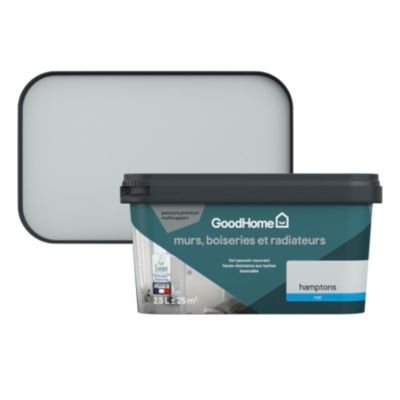 Peinture intérieure couleur murs, boiseries et radiateurs GoodHome mat hamptons gris 2.5L