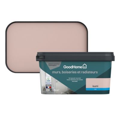 Peinture intérieure couleur murs, boiseries et radiateurs GoodHome mat isumi rose 2.5L