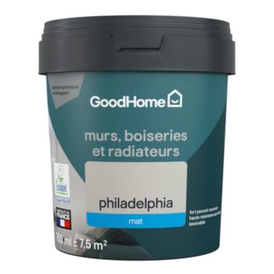 Peinture intérieure couleur murs, boiseries et radiateurs GoodHome mat Philadelphia gris 750ml