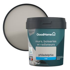 Peinture intérieure couleur murs, boiseries et radiateurs GoodHome mat Philadelphia gris 750ml