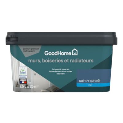 Peinture intérieure couleur murs, boiseries et radiateurs GoodHome mat saint-raphaël bleu 2.5L