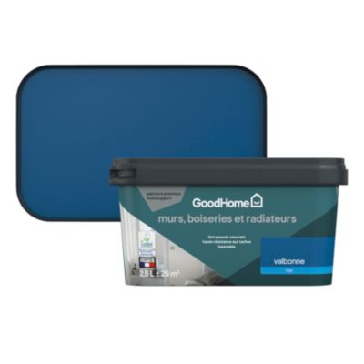 Peinture intérieure couleur murs, boiseries et radiateurs GoodHome mat valbonne bleu 2.5L