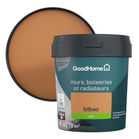 Peinture intérieure couleur murs, boiseries et radiateurs GoodHome satin bilbao marron 750ml