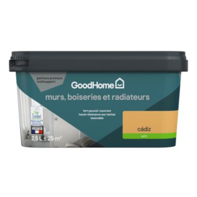 Peinture intérieure couleur murs, boiseries et radiateurs GoodHome satin cádiz orange 2.5L