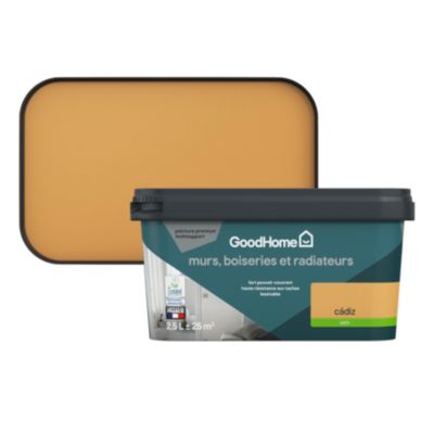 Peinture intérieure couleur murs, boiseries et radiateurs GoodHome satin cádiz orange 2.5L