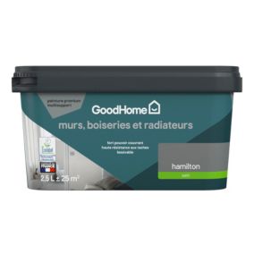 Peinture intérieure couleur murs, boiseries et radiateurs GoodHome satin hamilton gris 2.5L
