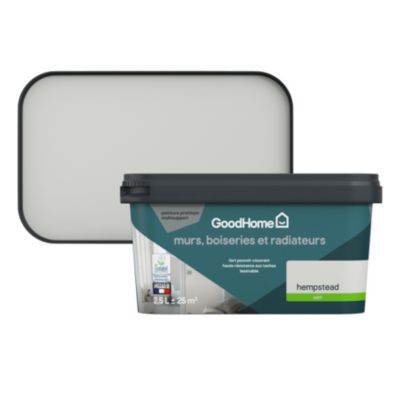 Peinture intérieure couleur murs, boiseries et radiateurs GoodHome satin hempstead gris 2.5L