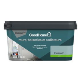Peinture intérieure couleur murs, boiseries et radiateurs GoodHome satin lourmarin bleu 2.5L
