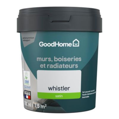 Peinture intérieure couleur murs, boiseries et radiateurs GoodHome satin whistler gris 750ml