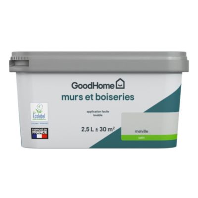 Peinture intérieure couleur Murs et boiseries GoodHome Melville gris satin 2,5L