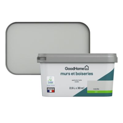 Peinture intérieure couleur Murs et boiseries GoodHome Melville gris satin 2,5L