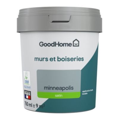 Peinture intérieure couleur murs et boiseries GoodHome Minneapolis gris satin 750ml