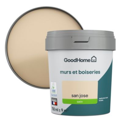 Peinture intérieure couleur murs et boiseries GoodHome San Jose beige satin 750ml