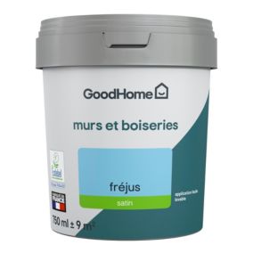 Peinture intérieure couleur murs et boiseries GoodHome satin Fréjus bleu 750 ml