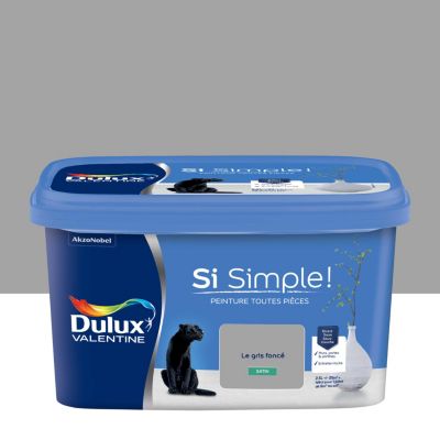 Peinture intérieure couleur Si Simple ! Dulux Valentine satin le gris foncé 2.5L