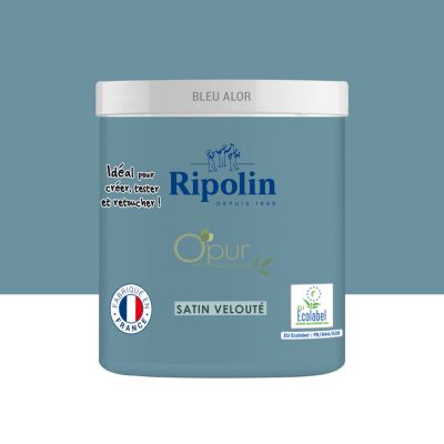 Peinture intérieure multisupport Ripolin O'pur bleu satin velouté 75ml