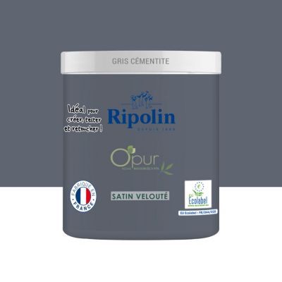 Peinture intérieure multisupport Ripolin O'pur gris cementite satin velouté 75ml