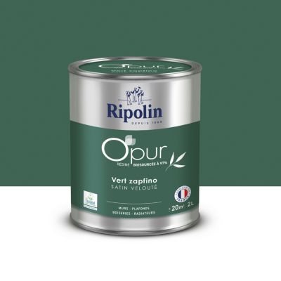 Peinture intérieure multisupport Ripolin O'pur vert zapfino satin velouté 2L