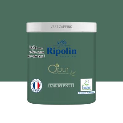 Peinture intérieure multisupport Ripolin O'pur vert zapfino satin velouté 75ml