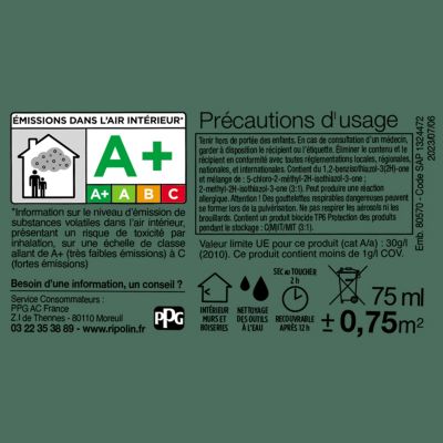 Peinture intérieure multisupport Ripolin O'pur vert zapfino satin velouté 75ml