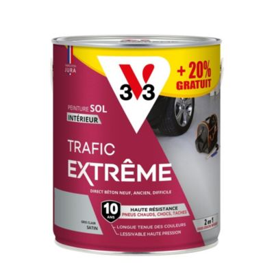 Peinture intérieure pour sol trafic extrême V33 gris clair 2,5L + 20% gratuit