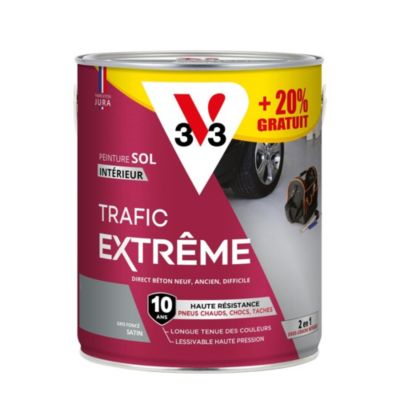 Peinture intérieure pour sol trafic extrême V33 gris foncé 2,5L + 20% gratuit
