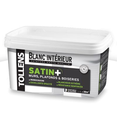 Peinture intérieure Tollens blanc satin 2,5L