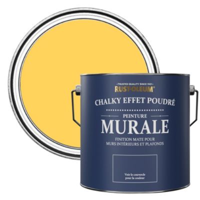 Peinture Jaune pour Murs et Plafonds mat profond Chalky - RUST-OLEUM - Gelée de Citron 2,5 L