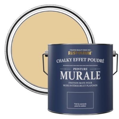 Peinture Jaune pour Murs et Plafonds mat profond Chalky - RUST-OLEUM - Tempête de Sable 2,5 L