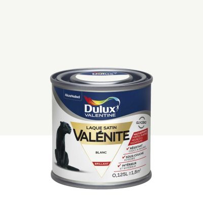 Peinture laque pour boiseries Valénite Dulux Valentine brillant blanc 2L +20% gratuit