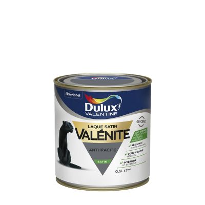 Peinture laque pour boiseries Valénite Dulux Valentine satin anthracite 0,5L