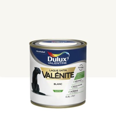 Peinture laque pour boiseries Valénite Dulux Valentine satin blanc 0,5L