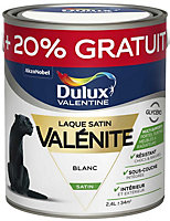 Peinture laque pour boiseries Valénite Dulux Valentine satin blanc 2L +20% gratuit