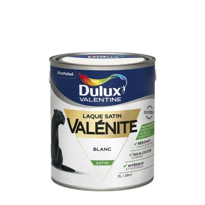 Peinture laque pour boiseries Valénite Dulux Valentine satin blanc 2L