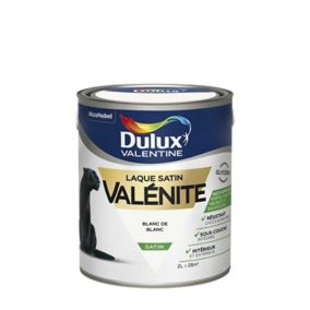 Peinture laque pour boiseries Valénite Dulux Valentine satin blanc de blanc 2L