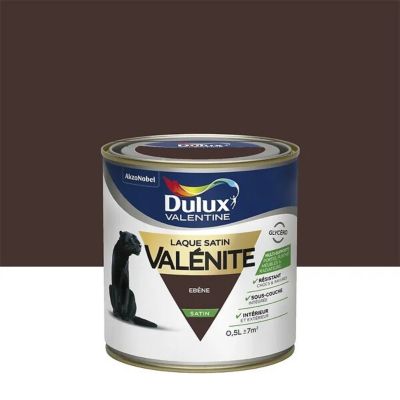 Peinture laque pour boiseries Valénite Dulux Valentine satin ebène 0,5L