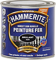 Peinture métal direct sur rouille Hammerite brillant laqué noir 250ml