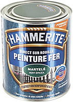Peinture métal direct sur rouille Hammerite martelé vert epicéa 0,75L