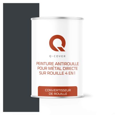 Peinture Métal et Fer Antirouille Directe sur Rouille 4en1 Q-Cover Anthracite RAL7016 Satin 1L