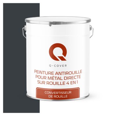 Peinture Métal et Fer Antirouille Directe sur Rouille 4en1 Q-Cover Anthracite RAL7016 Satin 5L